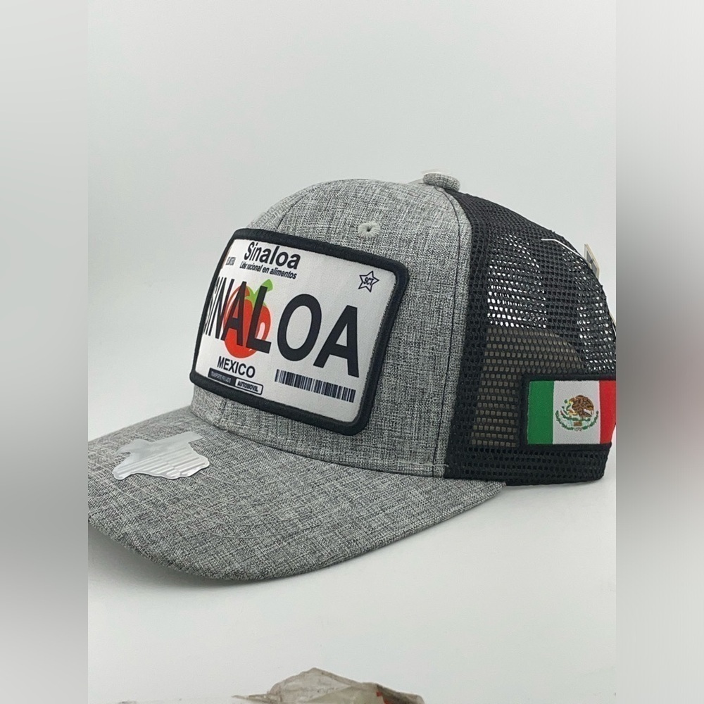 Sinaloa License Plate (Gray Embroidered Cap) - Mexico Caps, Mexican Code Of Arms - Picture 2 of 4